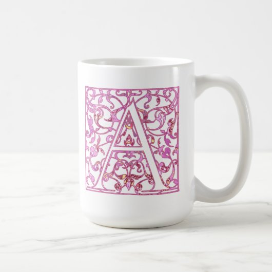 Filigree Pink A Monogram Kaffeetasse (Rechts)