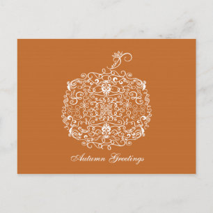 Filigree Pumpkin Eleganter Herbstfall Postkarte