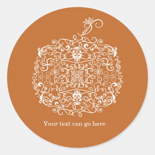 Filigree Pumpkin Eleganter Herbstfallsticker Runder Aufkleber (Vorderseite)