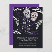 Filigree Sugar Skull-Banner Save the Date 4.5x6.25 (Vorne/Hinten)
