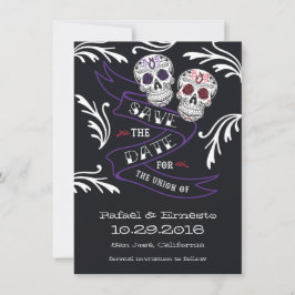 Filigree Sugar Skull-Banner Save the Date 4.5x6.25