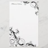 Filigree Swirl Black 5.5 x 8.5 Stationery Briefpapier (Vorderseite)