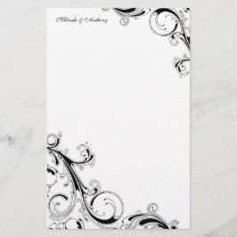 Filigree Swirl Black 5.5 x 8.5 Stationery Briefpapier