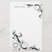 Filigree Swirl Black 5.5 x 8.5 Stationery Briefpapier (Vorne/Hinten)