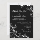 Filigree Swirl Black mit weißer 12x18 Wedding Einladung (Vorderseite)
