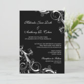 Filigree Swirl Black mit weißer 12x18 Wedding Einladung (Stehend Vorderseite)