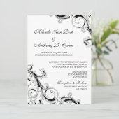 Filigree Swirl Black mit weißer 12x18 Wedding Einladung (Stehend Vorderseite)