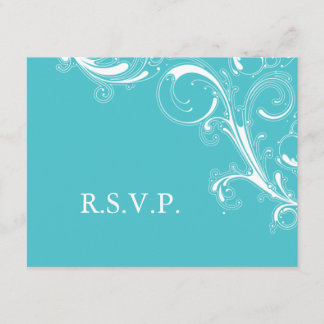 Filigree Swirl Blue Curacao UAWG RSVP Karte