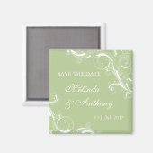 Filigree Swirl Green Magnet (Vorderseite/Rückseite)