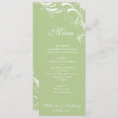 Filigree Swirl Greenery Menükarte (Vorne/Hinten)