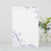 Filigree Swirl Lavender Briefpapier (Stehend Vorderseite)