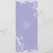 Filigree Swirl Lavender Menü Menükarte (Rückseite)