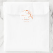 Filigree Swirl Orange Bride Groom Runder Aufkleber (Tasche)