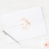 Filigree Swirl Orange Bride Groom Runder Aufkleber (Umschlag)