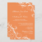 Filigree Swirl Orange Einladung (Vorne/Hinten)