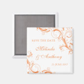 Filigree Swirl Orange Save the Date Magnet (Vorderseite/Rückseite)