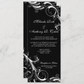 Filigree Swirl Schwarz mit Weiß 4 x 9,25 Hochzeit Einladung (Vorne/Hinten)