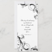 Filigree Swirl Schwarz mit Weiß 4 x 9,25 Hochzeit Einladung (Rückseite)