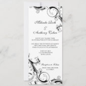 Filigree Swirl Schwarz mit Weiß 4 x 9,25 Hochzeit Einladung (Vorderseite)