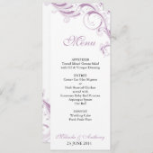 Filigree Swirl Violet Menu Menükarte (Vorne/Hinten)