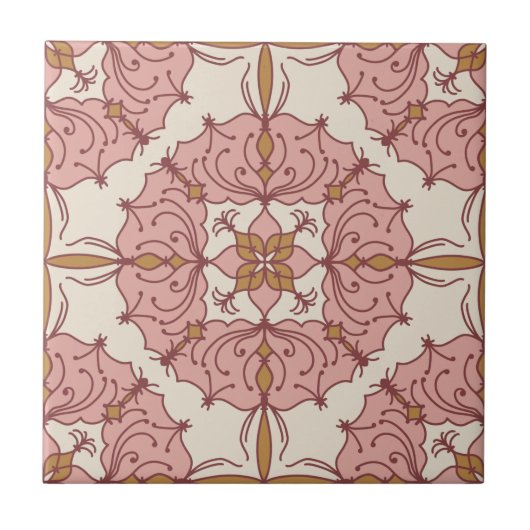 Filigree Wreath Keramik Tile - Rosa Fliese (Vorderseite)