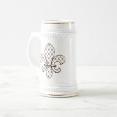 Filigreed Fleur de Lys Stein Bierglas (Vorderseite Links)