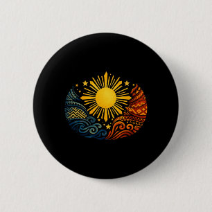 Filino Stammes Philippinen Sonne Mandala Wellen Mu Button