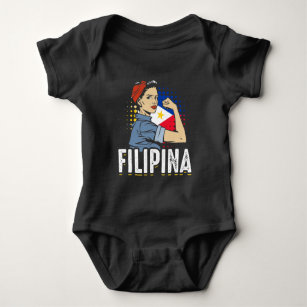 Filipina Foman Girl Philippines Flag Baby Strampler