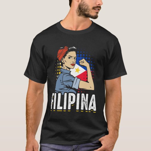 Filipina Foman Girl Philippines Flag T-Shirt (Vorderseite)