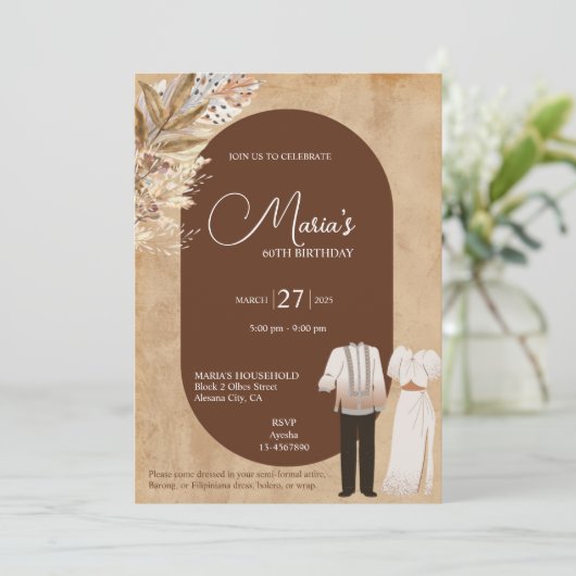 Filipiniana Thema Geburtstag Einladung Philippinen (Stehend Vorderseite)