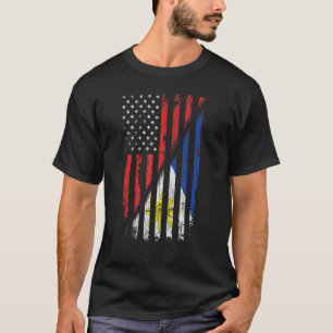 Filipino American Flag Retro Style USA Philippinen T-Shirt