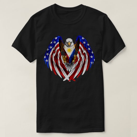 Filipino American Philippines USA Flag Eagle T  T-Shirt (Design vorne)