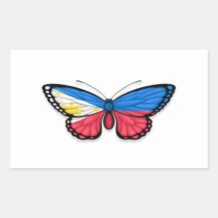 Filipino Butterfly Flag Rechteckiger Aufkleber