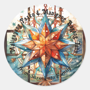 Filipino Christmas Lantern: Parol Paskong Pinoy Runder Aufkleber
