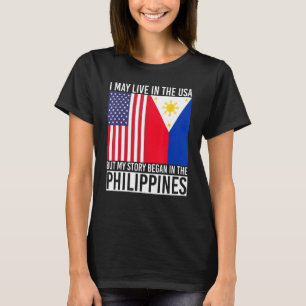 Filipino Filipina Heritage USA Flag Phili T-Shirt