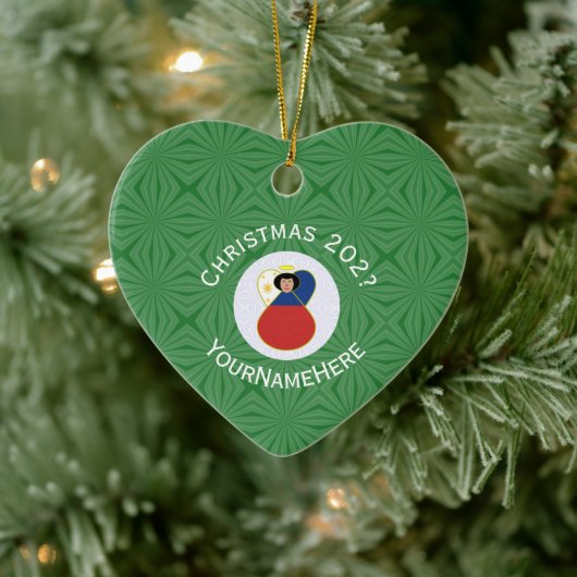 Filipino Flag Weihnachts-Engel-Namen Jahr Herz Keramik Ornament (Baum)