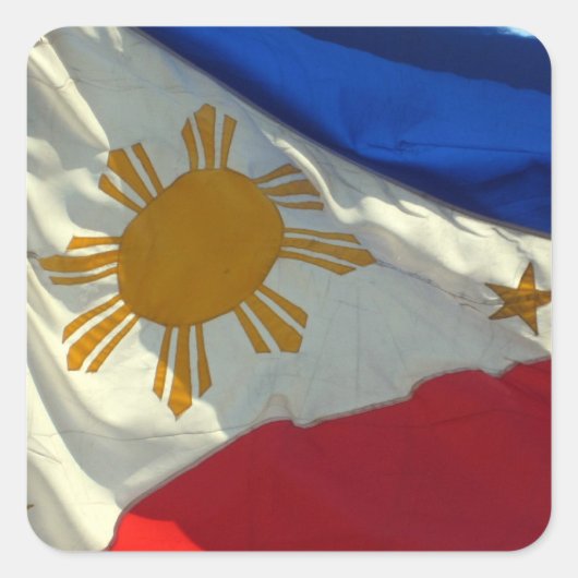 Filipino-Flagge Quadratischer Aufkleber (Vorderseite)