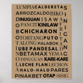 Filipino Food Black & Brown Typografy Poster (Vorne)