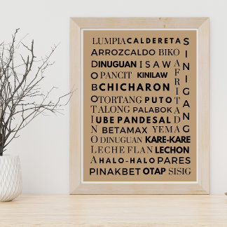 Filipino Food Black & Brown Typografy Poster