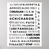 Filipino Food Black & White Typografy Poster (Vorne)