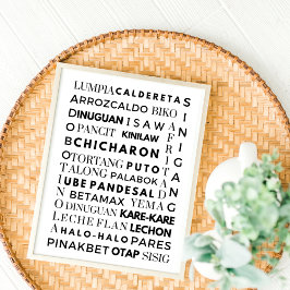 Filipino Food Black & White Typografy Poster