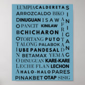 Filipino Food Blue & Black Typografy Poster (Vorne)