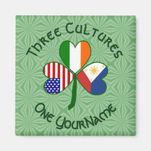 Filipino Irish American Flags Kleeblatt Ihr Name Magnet