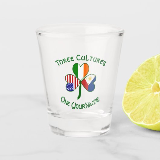 Filipino Irish American Flags Kleeblatt Persönlich Schnapsglas (Vorderseite)