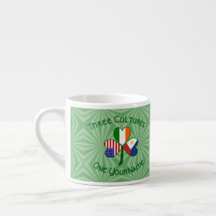 Filipino Irish USA Kleeblatt Flag Personalisiert Espressotasse