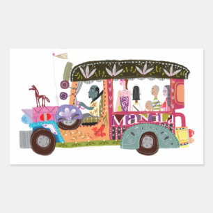 Filipino-Jeepney-Fahrt Rechteckiger Aufkleber