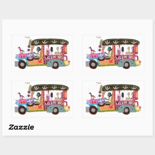 Filipino Jeepney Ride Rechteckiger Aufkleber (Blatt)