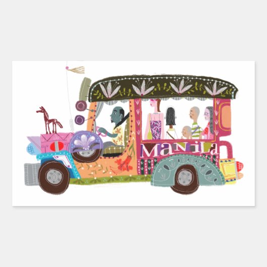 Filipino Jeepney Ride Rechteckiger Aufkleber (Vorderseite)
