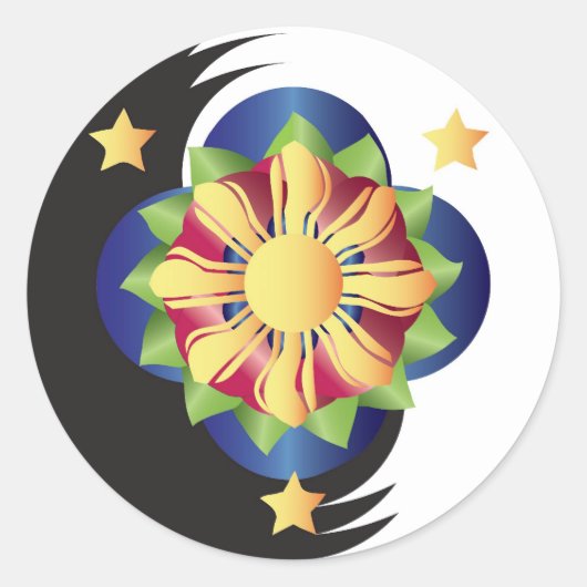 Filipino Lotus Blume Mandala Runder Aufkleber (Vorderseite)