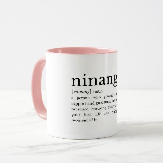 Filipino Ninang Definition Mug, Godmother Gift Tasse (Vorderseite Links)